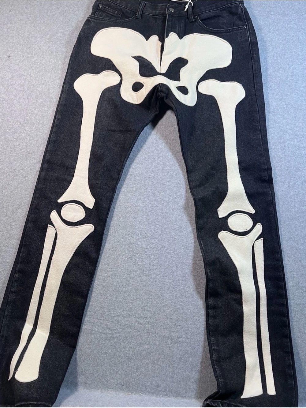 MNML Black Skinny Jeans with White Skeleton Appliqué